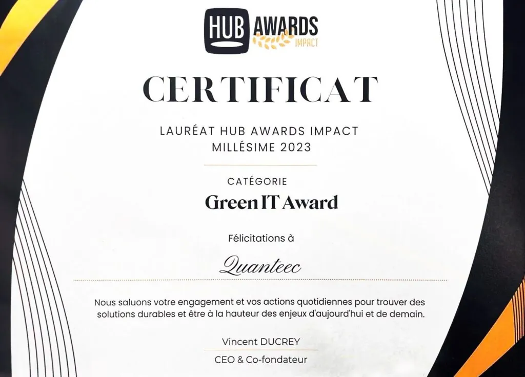 QUANTEEC Triumphs with the Green IT Award at HUB Awards Impact supporting image